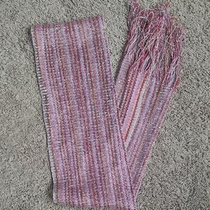 Pink and White Striped Scarf
